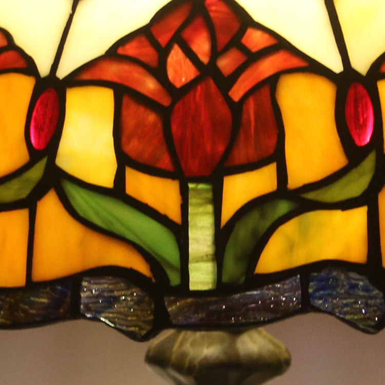 Lampe de table à 1 lumière en forme de dôme de fleur de pierre précieuse Tiffany de style européen 