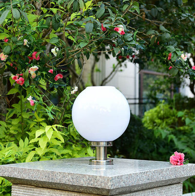 Solar LED Stainless Steel Acrylic Round Head Courtyard LED Path Lamp