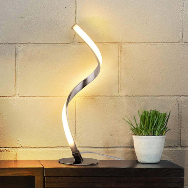 Modern Minimalist Aluminum Spiral Strip LED Table Lamp For Home Office