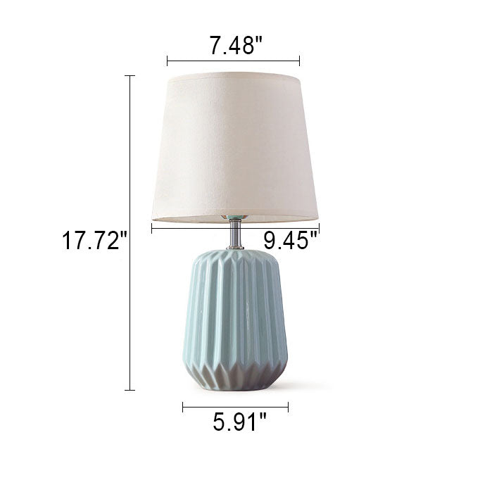 Lámpara de Mesa de 1 Luz con Pantalla de Tela Cerámica Nórdica Macaron 