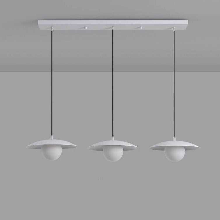 Candelabro de isla de 3 luces de hierro y vidrio blanco puro minimalista moderno 