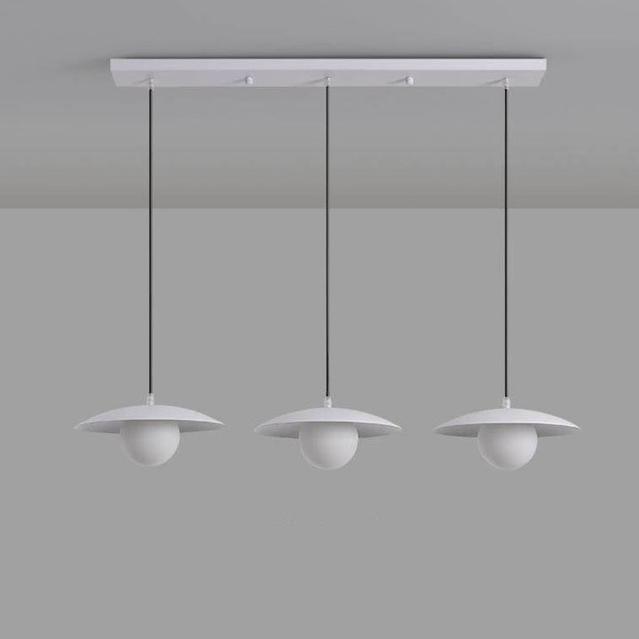 Candelabro de isla de 3 luces de hierro y vidrio blanco puro minimalista moderno 