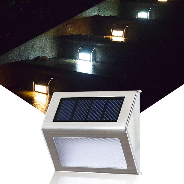 Einfaches Solar-Edelstahl-3-LED-Gartenstufenlicht für den Außenbereich 