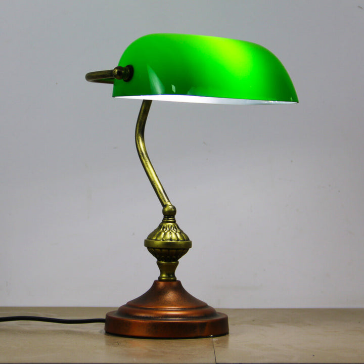 Europäische Tiffany Vintage Bankglas-Hardware 1-Licht Tischlampe 
