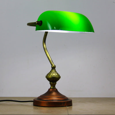 European Tiffany Vintage Bank Glass Hardware 1-Light Table Lamp