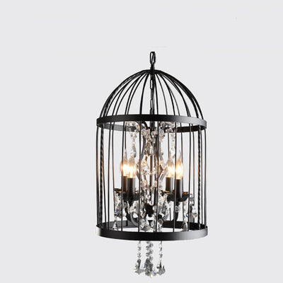Lustres rétro en fer forgé à 4/8 lumières en forme de cage à oiseaux 