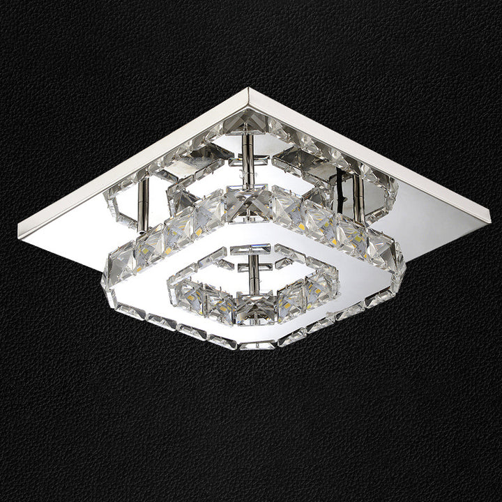 Minimalist Crystal Square LED Flush Mount Ceiling Light