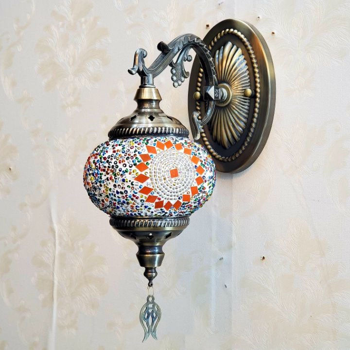 European Vintage Exotic Cracked Glass 1-Light Wall Sconce Lamp