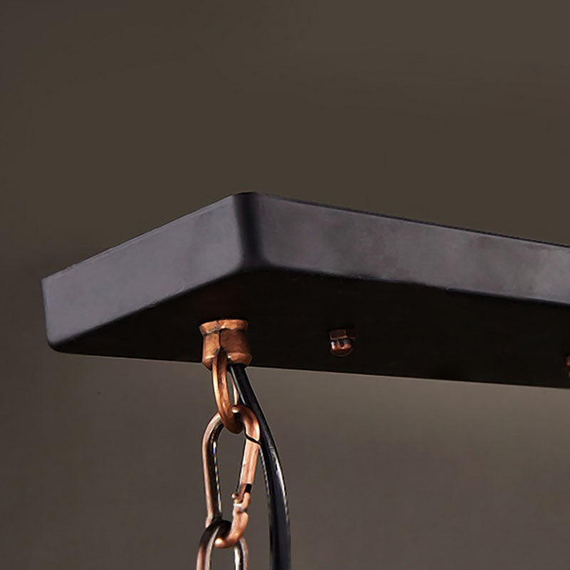 Lustre à 3 lumières en fer avec bande boisée de style ferme traditionnelle pour salle à manger 