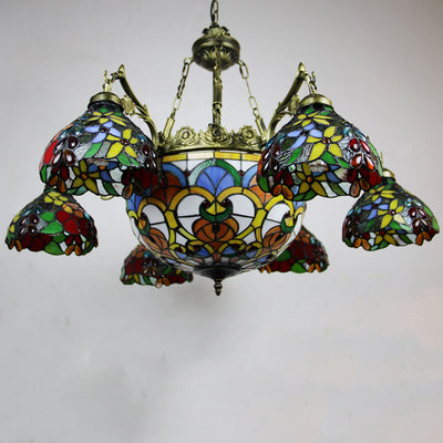 European Tiffany Vintage 9-Light Island Light Chandelier