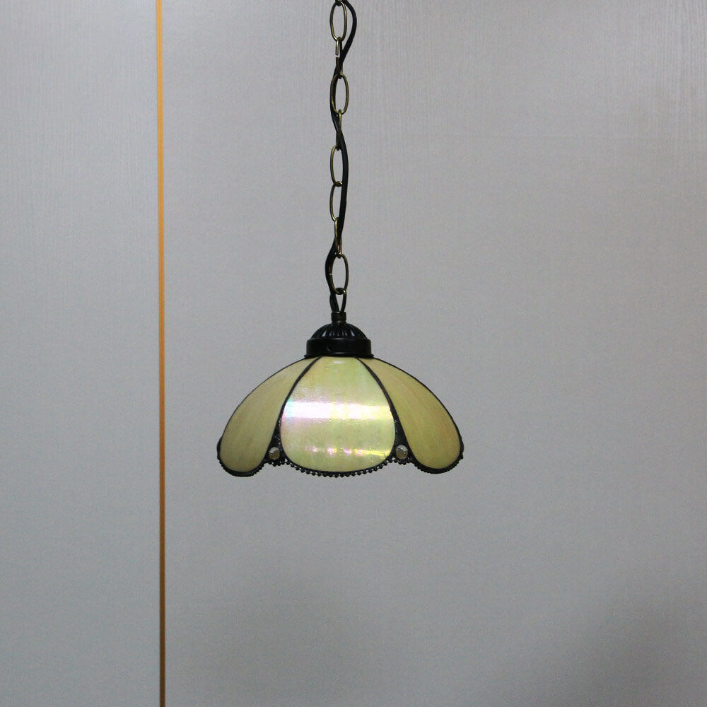 Suspension lumineuse à 1 ampoule en verre teinté avec perles Rustic Rose de Tiffany 