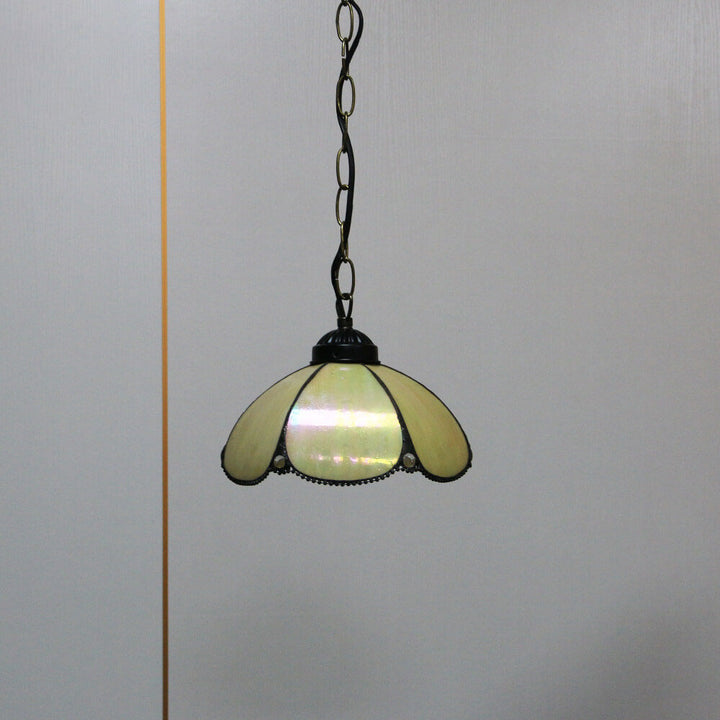Suspension lumineuse à 1 ampoule en verre teinté avec perles Rustic Rose de Tiffany 