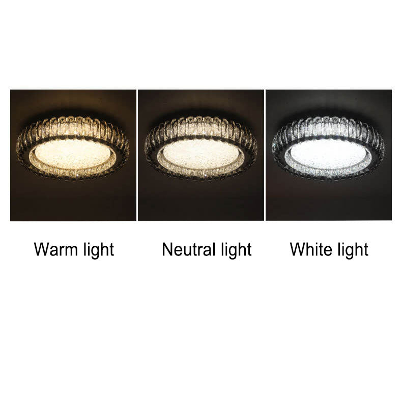European Light Luxury Round Crystal Edelstahl LED Unterputzbeleuchtung