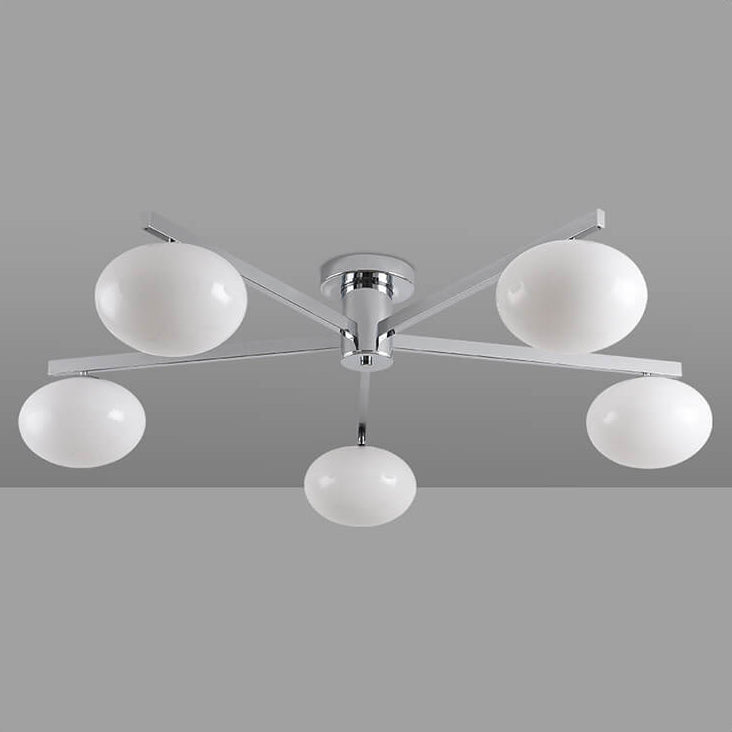 Nordic Light Luxury Glass Ball Iron Bracket 3/4/5 Light Semi- Flush Mount Ceiling Light