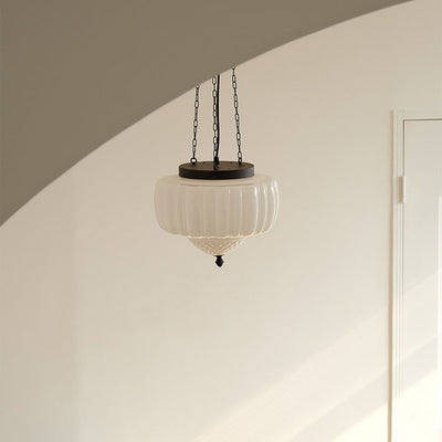 European Vintage Minimalist Glass Iron 1-Light Pendant Light