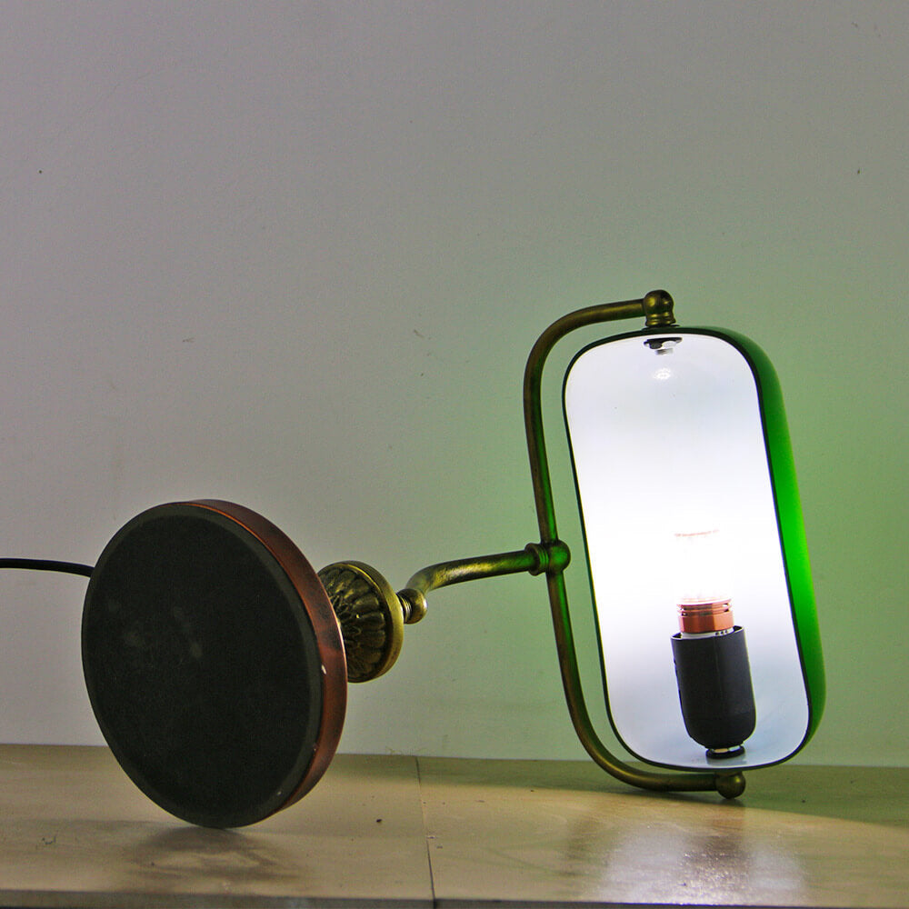 Europäische Tiffany Vintage Bankglas-Hardware 1-Licht Tischlampe 
