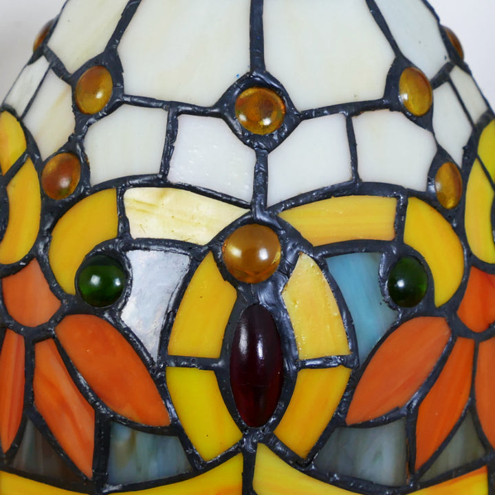 Tiffany-Tischlampe im traditionellen europäischen Stil mit herzförmigem Buntglas und Eisen, 1-flammig, für das Schlafzimmer 