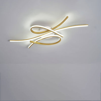 Modern Creative Bending Curves Line Design LED Flush Mount Ceiling Light