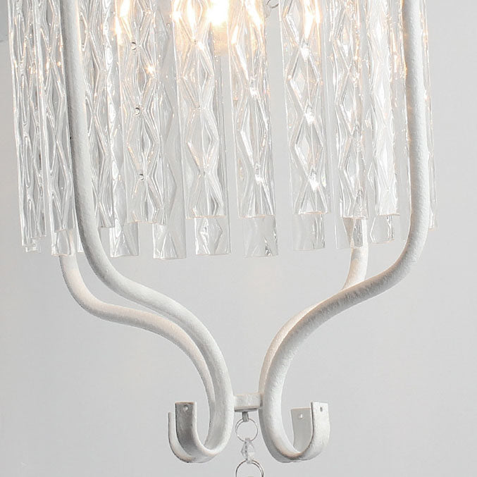 Traditional European Crystal Strip Cage Iron 1-Light Pendant Light For Dining Room