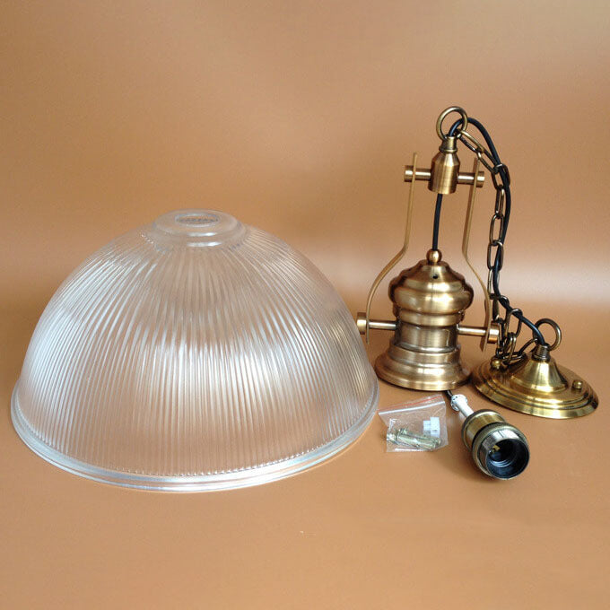 Vintage Industrial Striped Glass 1-Light Dome Pendant Light