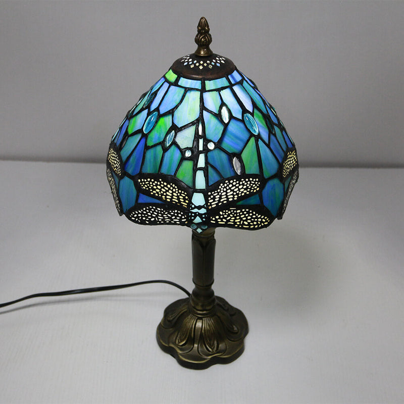 Tiffany Decorative Flower Umbrella Rose Alloy Stained Glass 1-Light Table Lamp