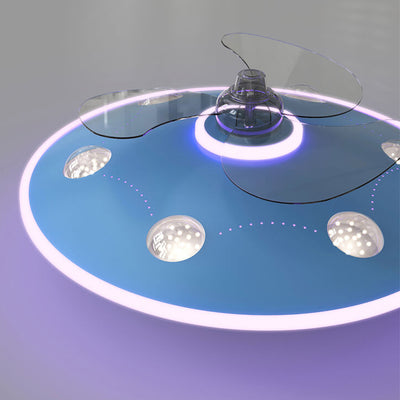 Moderne kreative Cartoon UFO fliegende Untertasse Rundes Eisen Acryl LED Kinder Unterputz Deckenventilator Licht 