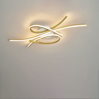 Modern Creative Bending Curves Line Design LED Flush Mount Ceiling Light