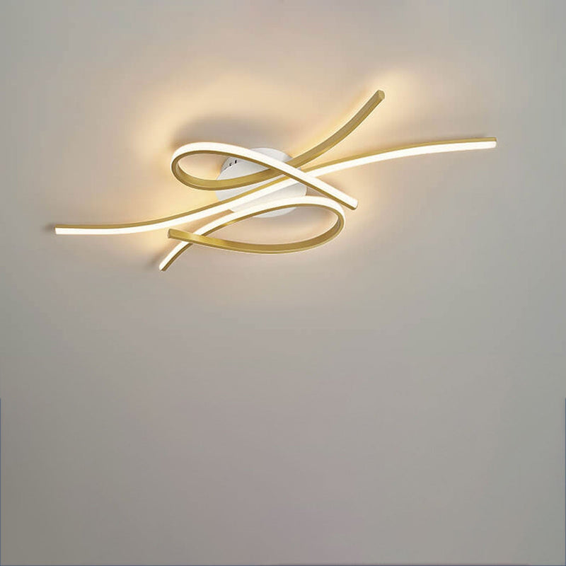 Modern Creative Bending Curves Line Design LED Flush Mount Ceiling Light