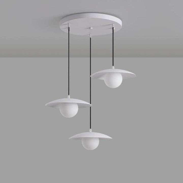 Candelabro de isla de 3 luces de hierro y vidrio blanco puro minimalista moderno 