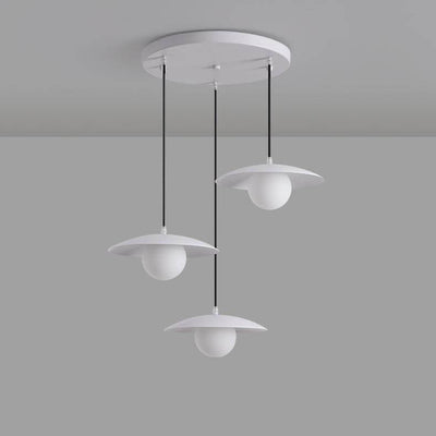 Modern Minimalist Pure White Glass Iron 3-Light Island Light Chandelier