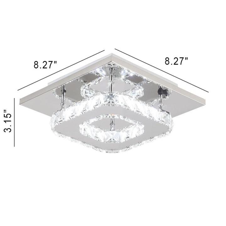 Minimalist Crystal Square LED Flush Mount Ceiling Light