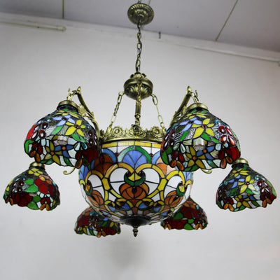 European Tiffany Vintage 9-Light Island Light Chandelier