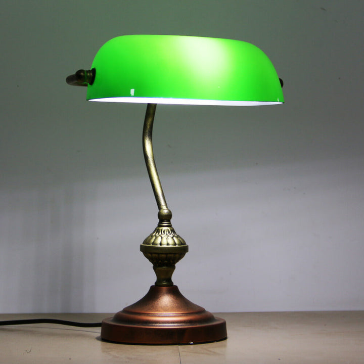 Europäische Tiffany Vintage Bankglas-Hardware 1-Licht Tischlampe 