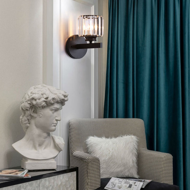 Applique Murale Moderne Minimaliste Ovale Cylindrique en Cristal à 1 Lumière pour Chambre 
