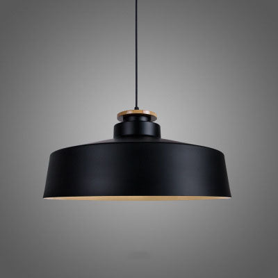 Nordic Minimalist Metal Solid Wood 1-Light Dome Pendant Light