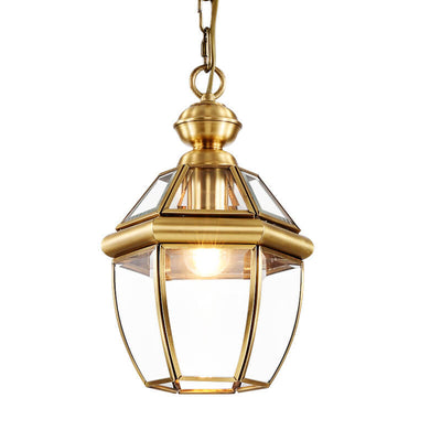 Modern Glass 1-Light Hexagonal Lantern Pendant Light