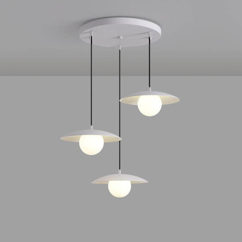 Modern Minimalist Pure White Glass Iron 3-Light Island Light Chandelier