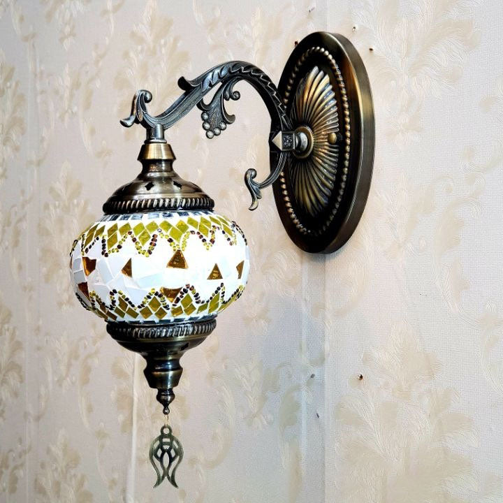 European Vintage Exotic Cracked Glass 1-Light Wall Sconce Lamp