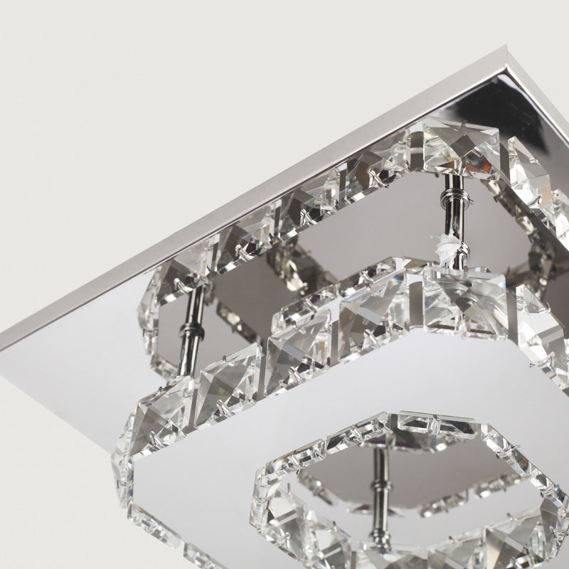 Minimalist Crystal Square LED Flush Mount Ceiling Light