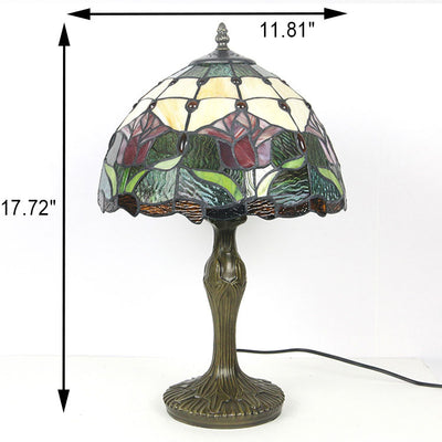 European Style Tiffany Gemstone Flower Dome 1-Licht-Tischlampe 