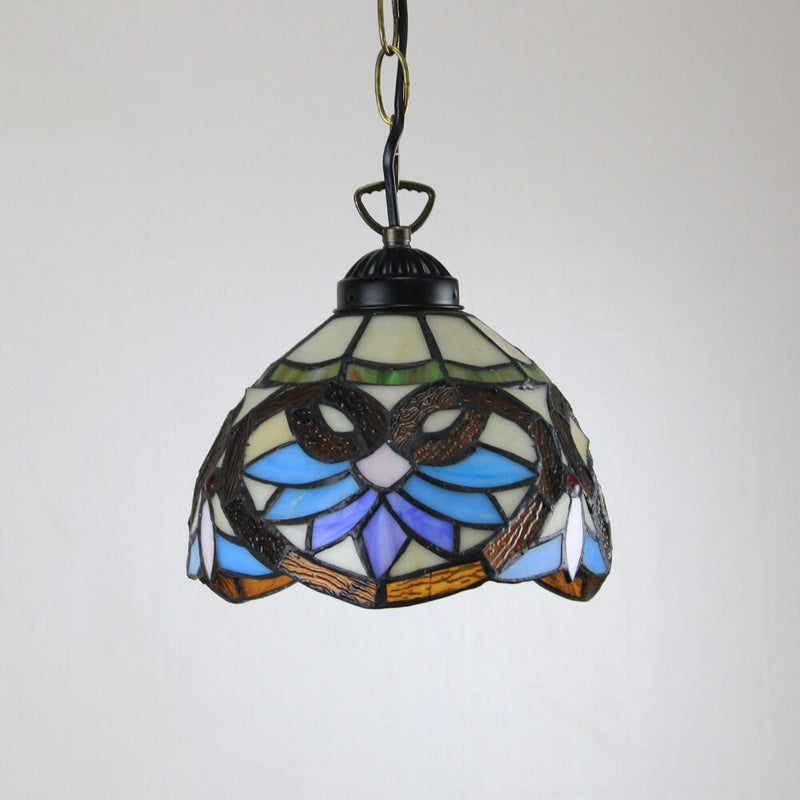 Tiffany Rustic Rose Beads Stained Glass 1-Light Pendant Light