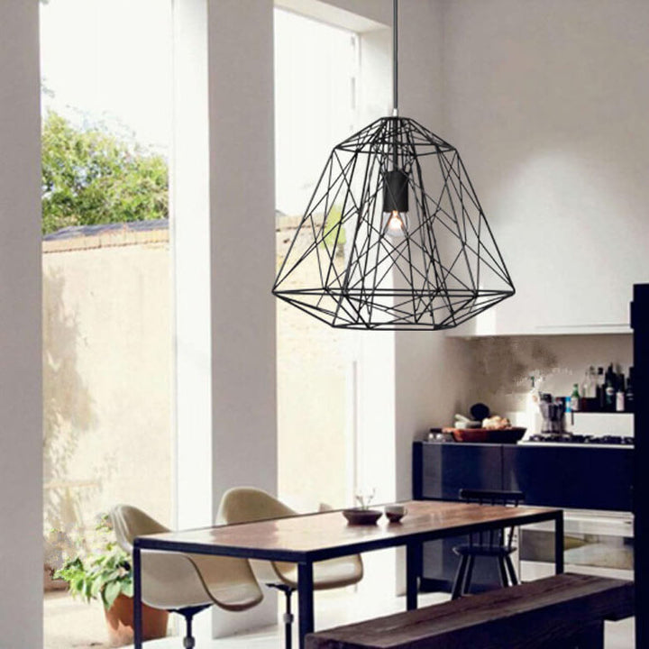 Lámpara colgante vintage industrial de jaula de hierro con 1 luz 