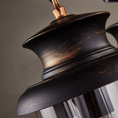 Lustre à 3 lumières en fer avec bande boisée de style ferme traditionnelle pour salle à manger 