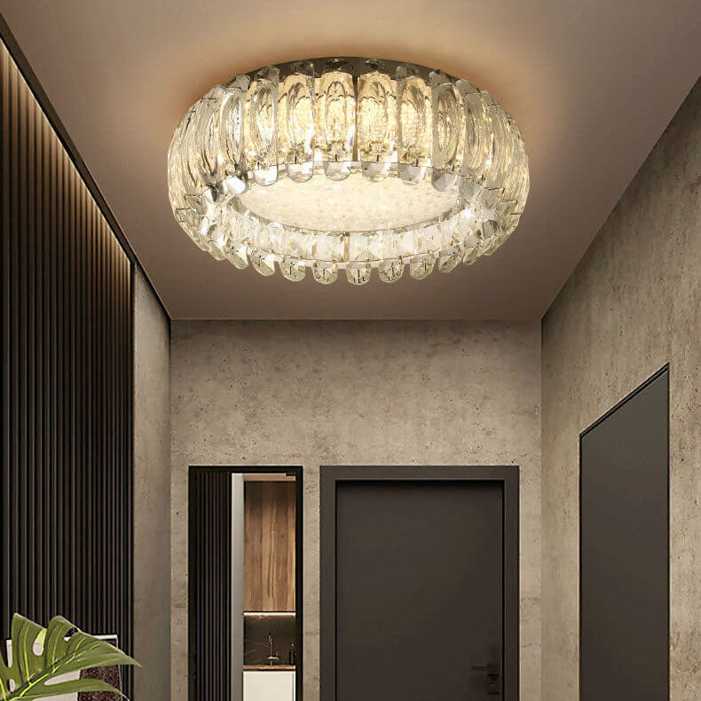 European Light Luxury Round Crystal Edelstahl LED Unterputzbeleuchtung