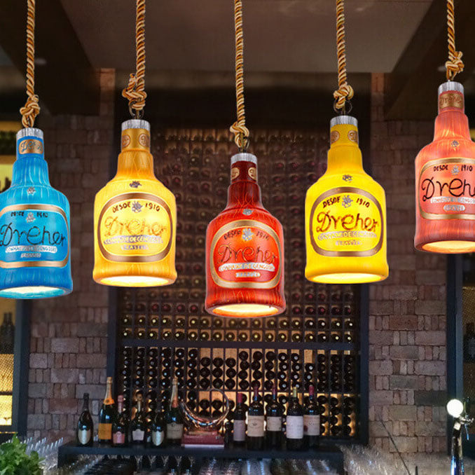 Contemporary Industrial Colorful Bottle Resin 1-Light Pendant Light