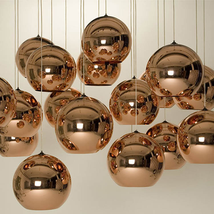 Modern Simple Glass Globe Bronze 1-Light Pendant Light