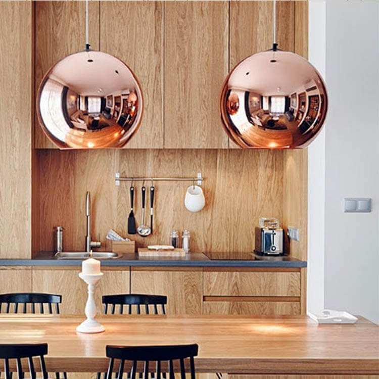 Modern Simple Glass Globe Bronze 1-Light Pendant Light