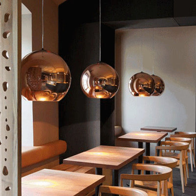 Modern Simple Glass Globe Bronze 1-Light Pendant Light