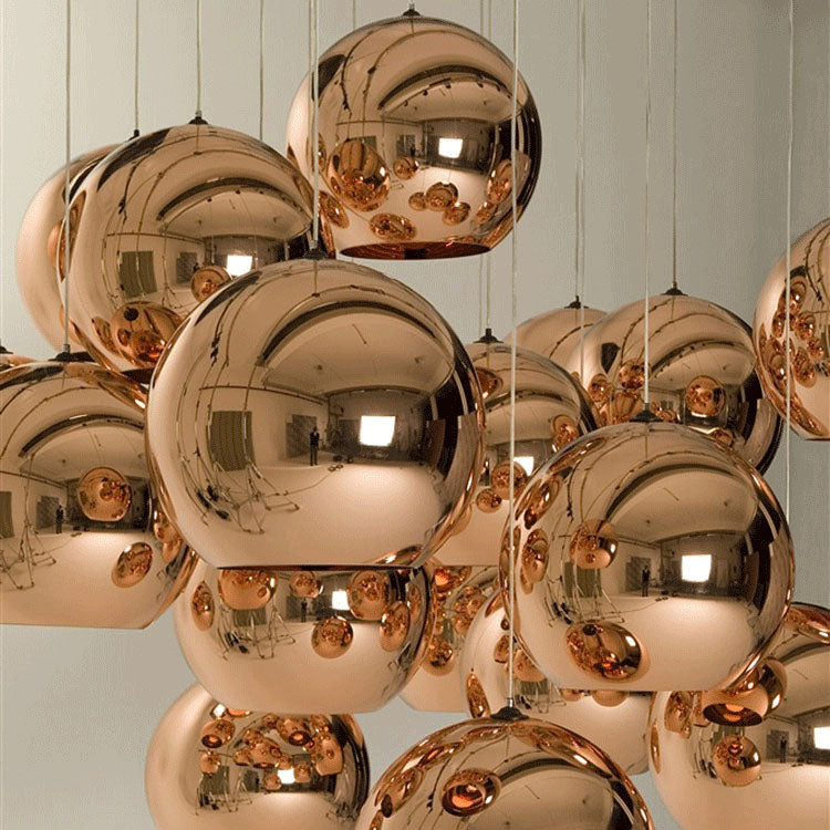 Modern Simple Glass Globe Bronze 1-Light Pendant Light