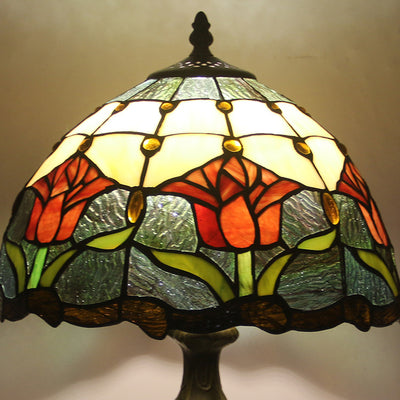 European Style Tiffany Gemstone Flower Dome 1-Licht-Tischlampe 